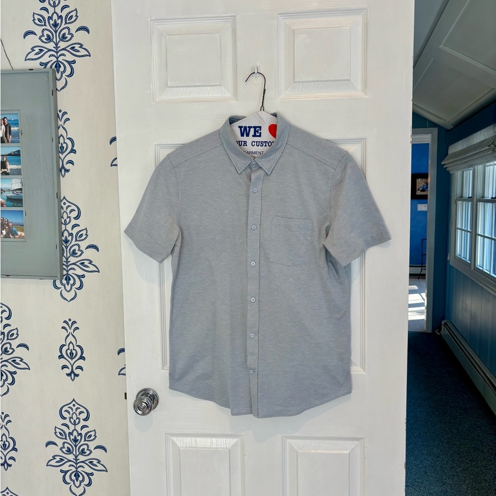 Men's Blue Shirt with White Pin Dots